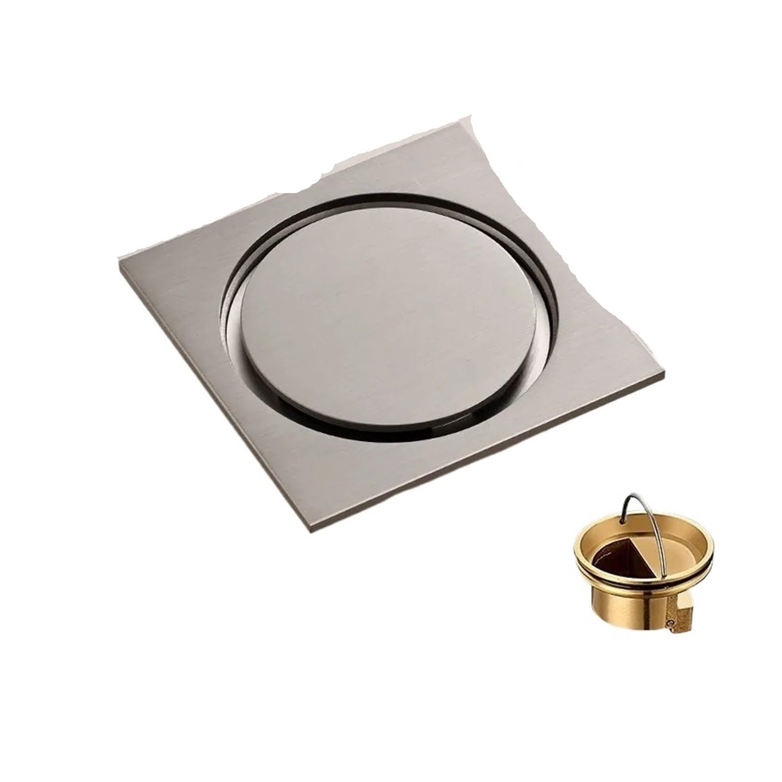 Drain de sol double couche en cuivre jaune 10x10cm anti-odeur pour douche