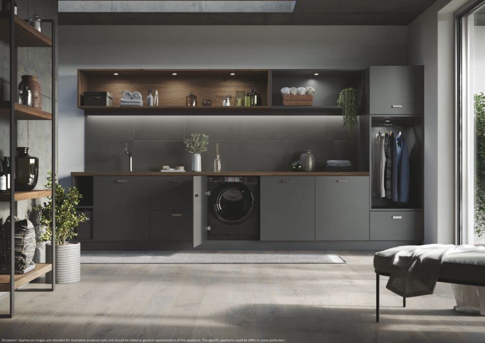 Haier SERIE 4 HWDQ90B416FWBB-S Einbau-Waschtrockner 9 kg Waschen 5 kg Trocknen Inverter-Motor 1600 U/min Dampfwaschfunktion Aqua Stopp Schwarz
