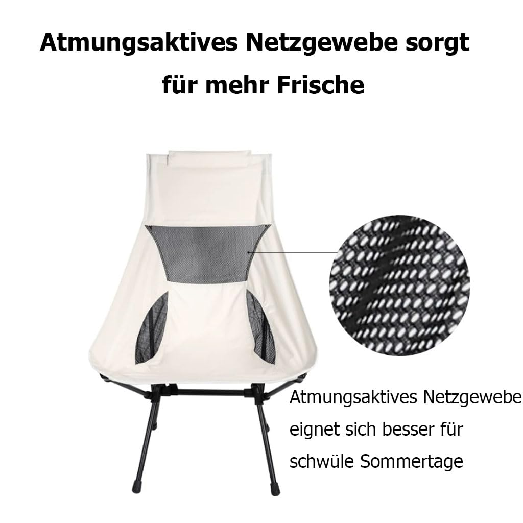 Campingstuhl Faltbar mit Netzgewebe, Niedriger & Hochlehner Strandliege Klappbar Leicht, Outdoor Klappstuhl Camping Stuhl für Picknick Balkon