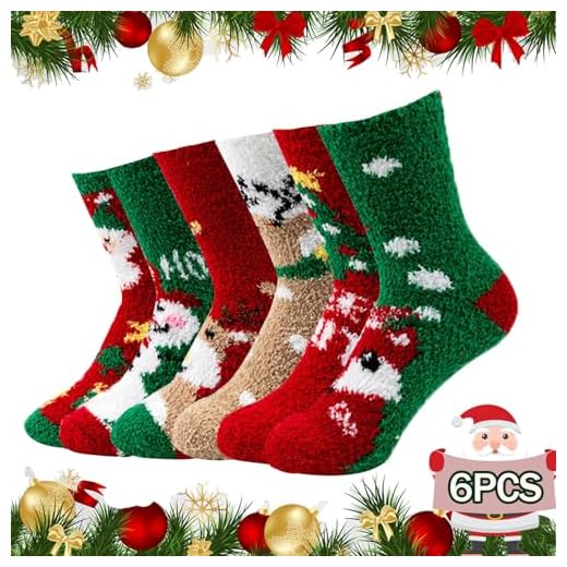 Chaussette de Noel,6 Paires Christmas Cute Chaussettes,Chaussettes Cadeaux pour Unisexe,Chaussettes douces et moelleuses,Chaussettes de Noël Snow Elk pour Enfants Adultes Nouvel An Cadeaux de Noël