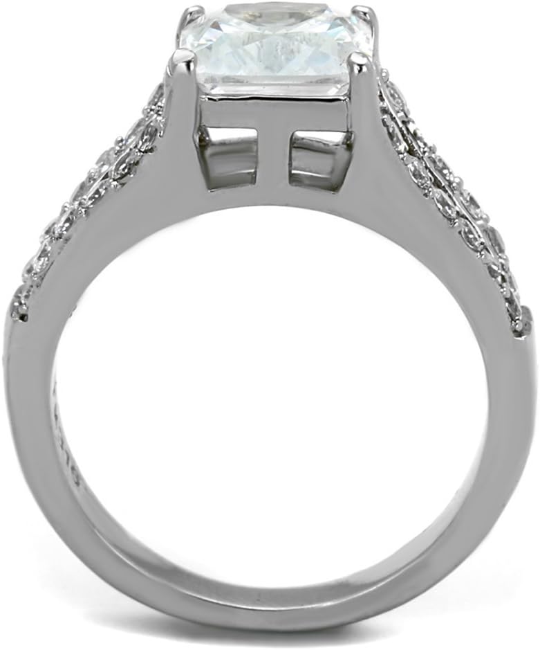Marimor Jewelry 2.75 Carat Princess Cut AAA Zirconia Stainless Steel Engagement Ring Womens Size 5-10