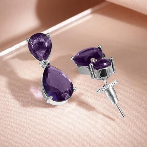 Image of Rubans Necklace Set Rhodium Plated Crystal Studded Jewellery Gift for Women & Girls
