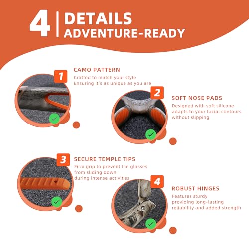 Camo Polarized Wrap-around Sport Sunglasses for Men Women UV400 Driving Fishing Hunting Sun Glasses3