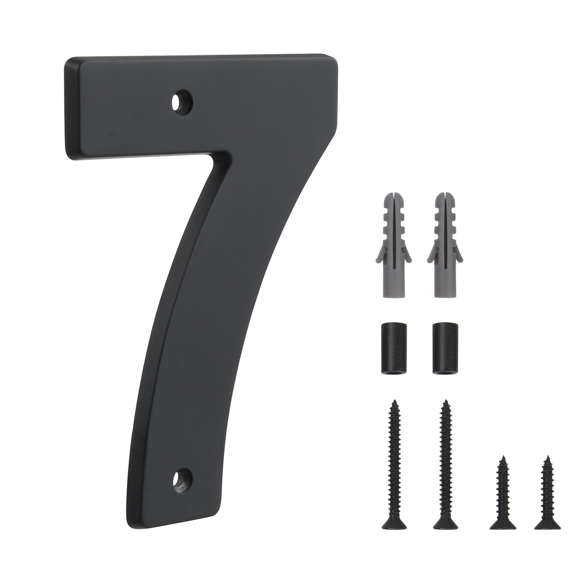 HASWARE Floating House Number Sign for Home - 5 Inch Modern Numerous Easy DIY Installation for Post Street (Black, 7)