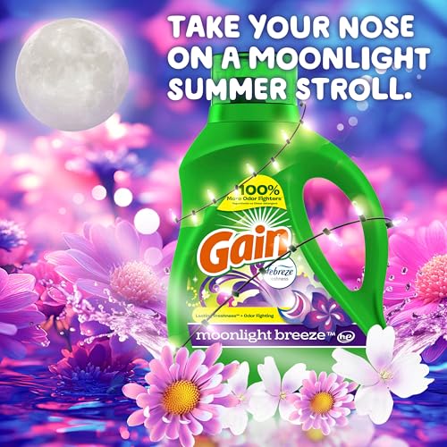 Gain Liquid Laundry Washing Detergent, Moonlight Breeze Scent 88 fl oz, 61 Loads, Lasting Freshness + Powerful Cleaning and Odor Fighting ingredients - Image 6
