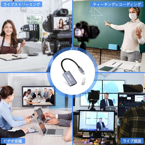 Guermok キャプチャーボード Switch/Xbox対応 USB3.0 HDMI to USB-C オーディオ・ビデオキャプチャー 4K入力・1080P 60fps録画 ゲーム実況・ライブ配信用 Windows/Mac対応 Hdcap01 の商品画像 3