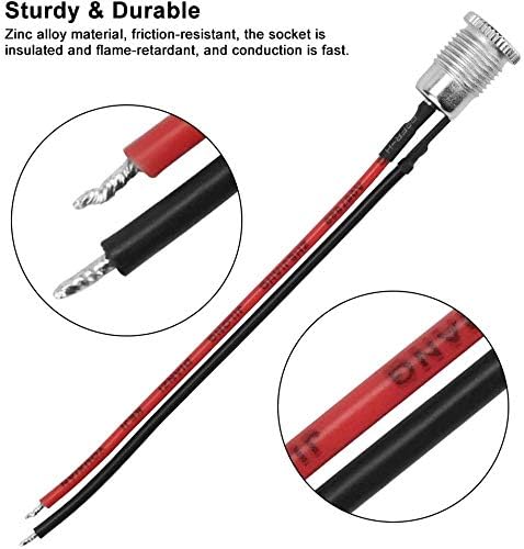 GTIWUNG 10Pcs 5.5 x 2.1mm 5A DC Power Jack Socket Threaded Female Mount Connector Adapter, DC Female Panel Mount Socket with Cable + 10Pcs 5.5 x 2.1mm DC Male Barrel Socket Jack Plug with Wires