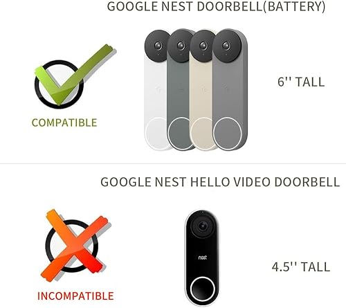 Miniatura 4 de Vinilo, tablero Hardi, aluminio, soporte lateral de cedro para Google Nest Doorbell Gen1 (batería), diseño de cuña para timbre inalámbrico Nest
