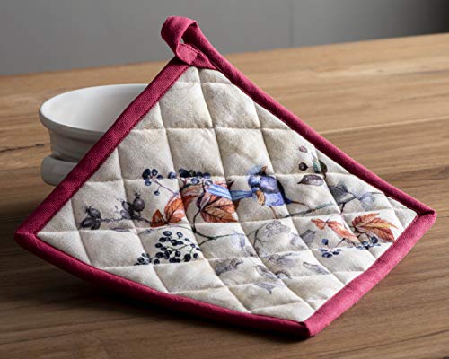 Maison D' Hermine Potholders 100% Cotton Set Of 2 8"X8" Hotpads Heat Resistant With Loop Pot Holder, Baking, Home, Handling Hot Pans, Equinoxe - Beige - Thanksgiving/Christmas #TOP4