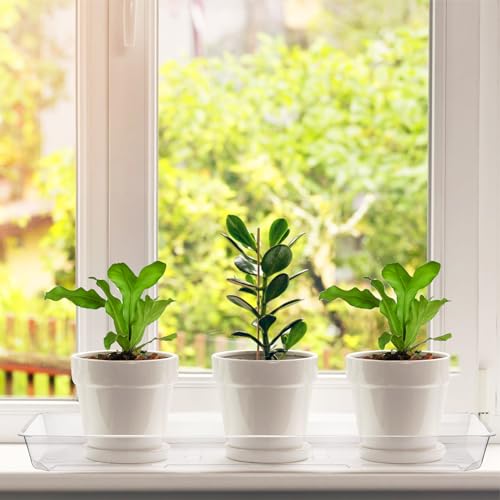 Kingrol PLANT SAUCERS For Indoors, Thick Plastic Window Sill Plant Trays thumb #4