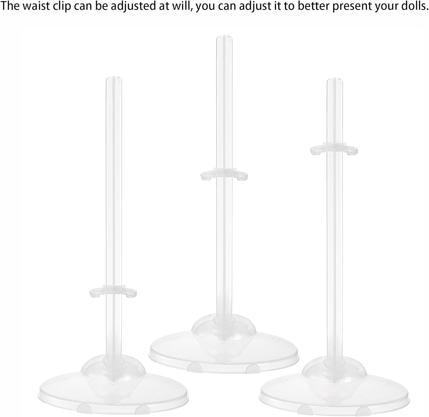 WUWEOT 40 Pcs Doll Stand Display Holder, Transparent Plastic, Adjustable for 28-33cm Dolls, White - Image 3