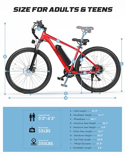 Image of Qlife Electric Bike for Adults /Teens Racer, 20+MPH 21-Speed Peak 1200W Brushless Motor Adult Electric Bicycles, 48V 10.4Ah Removable Battery Mountain Ebike, Up to 55 Miles, 27.5X2.1 Tire E Bike