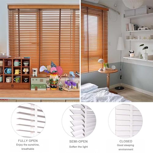 Cortinas de madera maciza premium con láminas de 50 mm y contraventanas estéticas ajustables 7