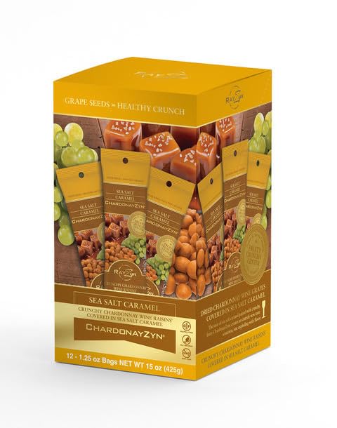 Miniatura 6 de Wine RayZyn - Caramelo de sal marina ChardonayZyn (paquete de 12) - Pasas de vino Chardonnay secas cosechadas a mano del valle de Napa envueltas en