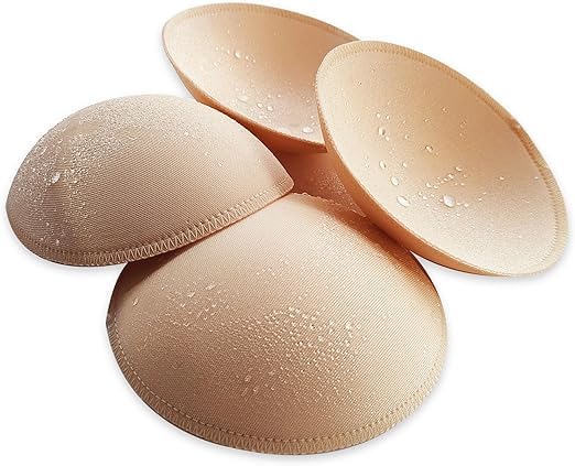 Round Soft Bra Inserts Pads – 3 Pairs Removable Sports Bra Cups for Women | Stitched Seam Round Shape | Mastectomy, Bikini, Blouse & Swimsuit Bra Pad Inserts (Beige, Size 34)