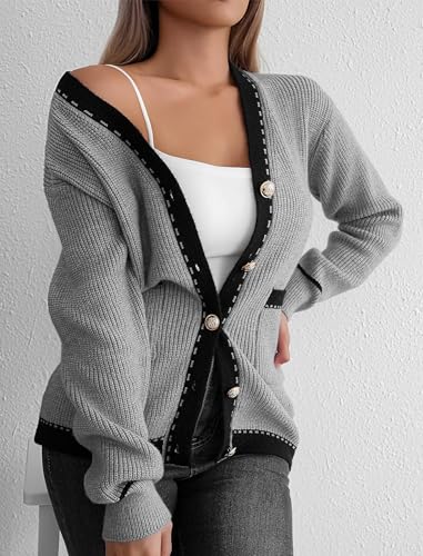 Cardigan Sweaters for Women Open Front Long Sleeve Button Down Knit Jackets with Pockets 2024 Fall Winter Outfits4