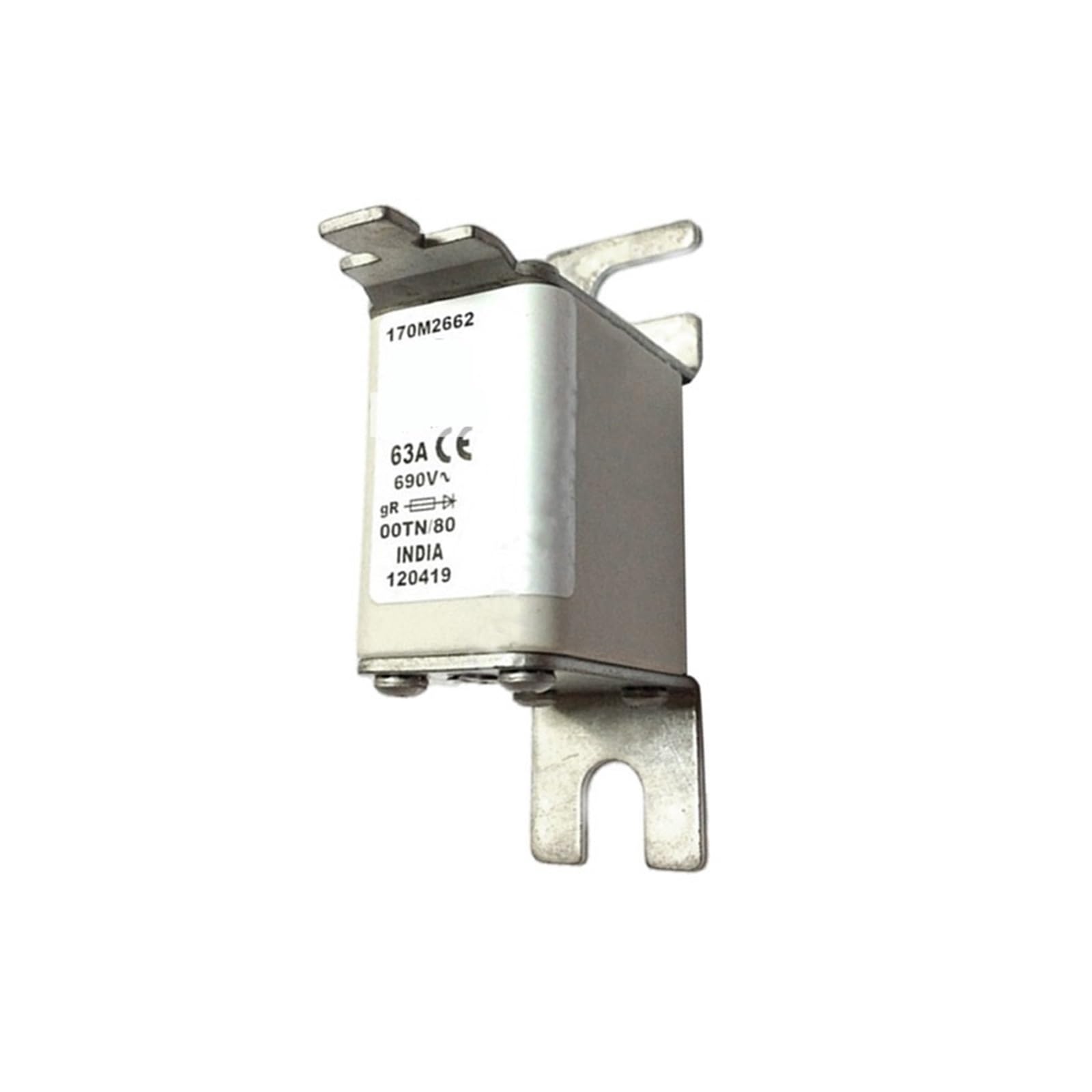 Fusible rápido 170M2662 de 63A y 690V AC con cuerpo cuadrado para semiconductores