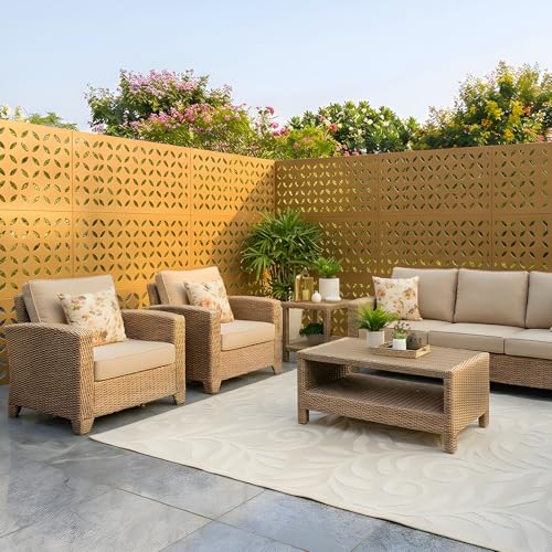 Privacy Screen Decorative Fences 3-Panel Freestanding...