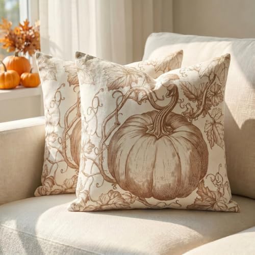 GEEORY Fall Pumpkin Pillow Covers Set of 2 Rustic...