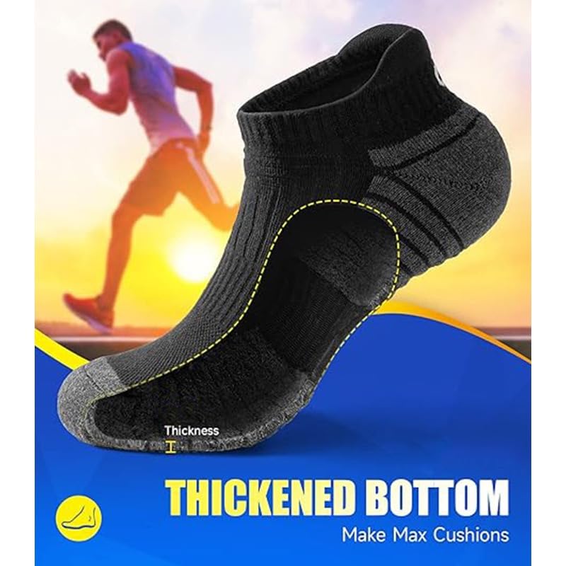 Athletic Ankle Socks for Men & Women, Low Cut Cushioned Running Tab, Breathable Anti-Blister Moisture-Wicking Sports Socks (6 Pairs) Women 6.5–12.5 / Men 5–114