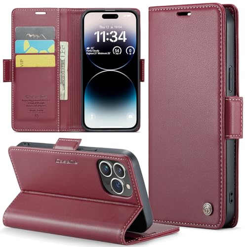Rerzoiro Handyhülle für iPhone 14 Pro Max Hülle, Premium PU Lederhülle Klappbar Flip Case [RFID Blocker] Tasche Magnet K...