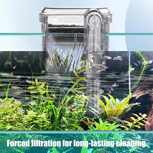 Image of VAYINATO LY-401 Mini Nano Hang-On Back Aquarium Filter, Transparent Waterfall HOB Filter with Adjustable Flow Controller, 2.5W 250 LPH, for Small Fish Tank & Bowl up to 30 cm