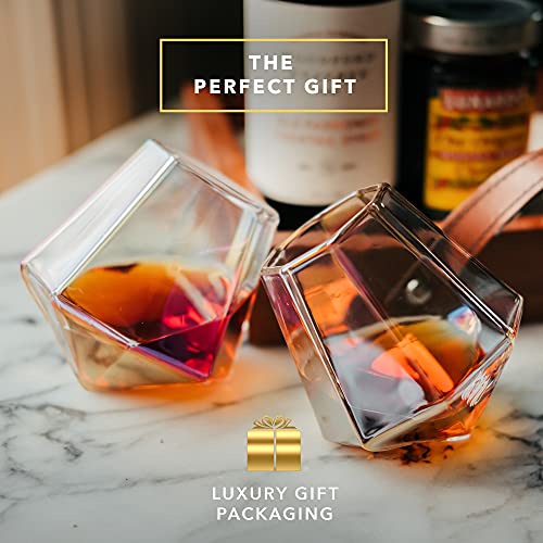 Dragon Glassware Whiskey Glasses, Iridescent Diamond Shaped Cocktail Barware, Unique Drinkware For Wine And Bourbon, Naturally Aerates, 10 Oz, Set Of 2 #TOP4