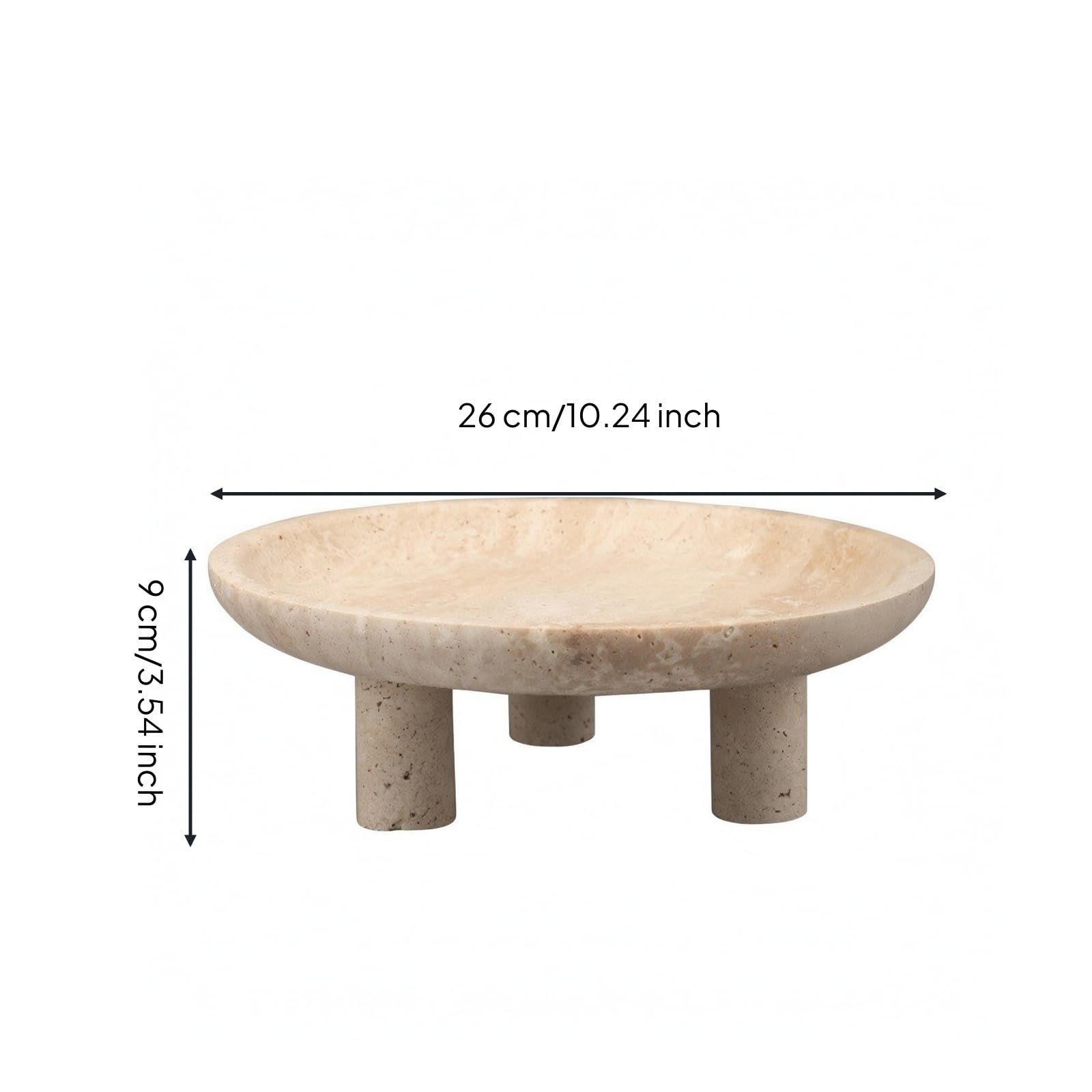 Fruttiera con Piedistallo | Accento Scultoreo per la Casa, Piatto Decorativo in Pietra Porosa, Vassoio in Pietra, Soggiorno, Sala da Pranzo, 26x26x9cm