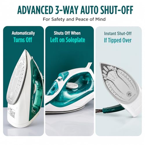 Image of Warmex 2000W Steam Iron Press Black Non-Stick Soleplate | Powerful Steam Burst Removes Wrinkles From Clothes | Quick Heat Up 18-20 Gm Min Steam | Overheat Safety | Fabric Care Steamer Iron (Green)