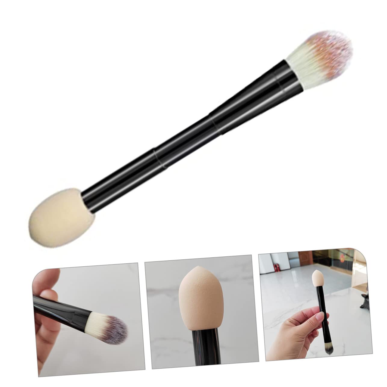 VALICLUD Dual-ended Makeup Brush with Sponge Versatile Tool for Foundation Concealer Powder Blush Application for Travel and Home Use Great Present for Women