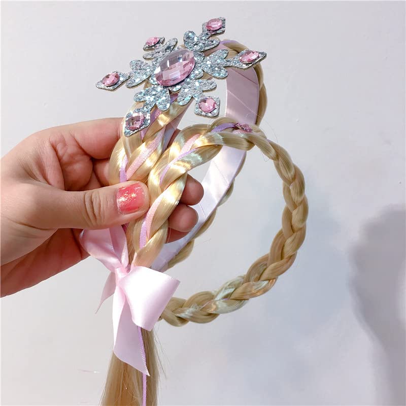 Parrucca Rapunzel Bambina Con Corona E Fiocco - Set Principessa 2 Pezzi Per Feste - Foto 2