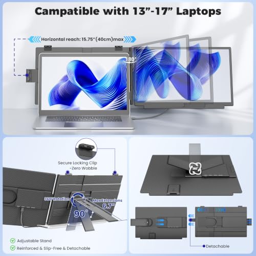 Image of Laptop Screen Extender 15.6 inch, FHD 1080P IPS Laptop Monitor Extender,Dual Screen Monitor for Laptop 13-17 inch, Portable Monitor for Laptop with Plug & Play for Windows /Mac /Android /Chrome /PS5