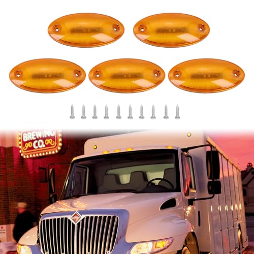 5Pcs 888-5125 Cab Marker Lights LED Top Roof Lamps Light with Hardware Compatible with IC 2005-2014 / IC Corporation 2003-2019 / International 1996-2021 Replaces # 3529900C96 3529900C97 3529900C98