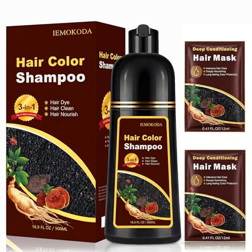 Chestnut Brown Hair Dye Shampoo & Men - 3-in-1 Coloring,