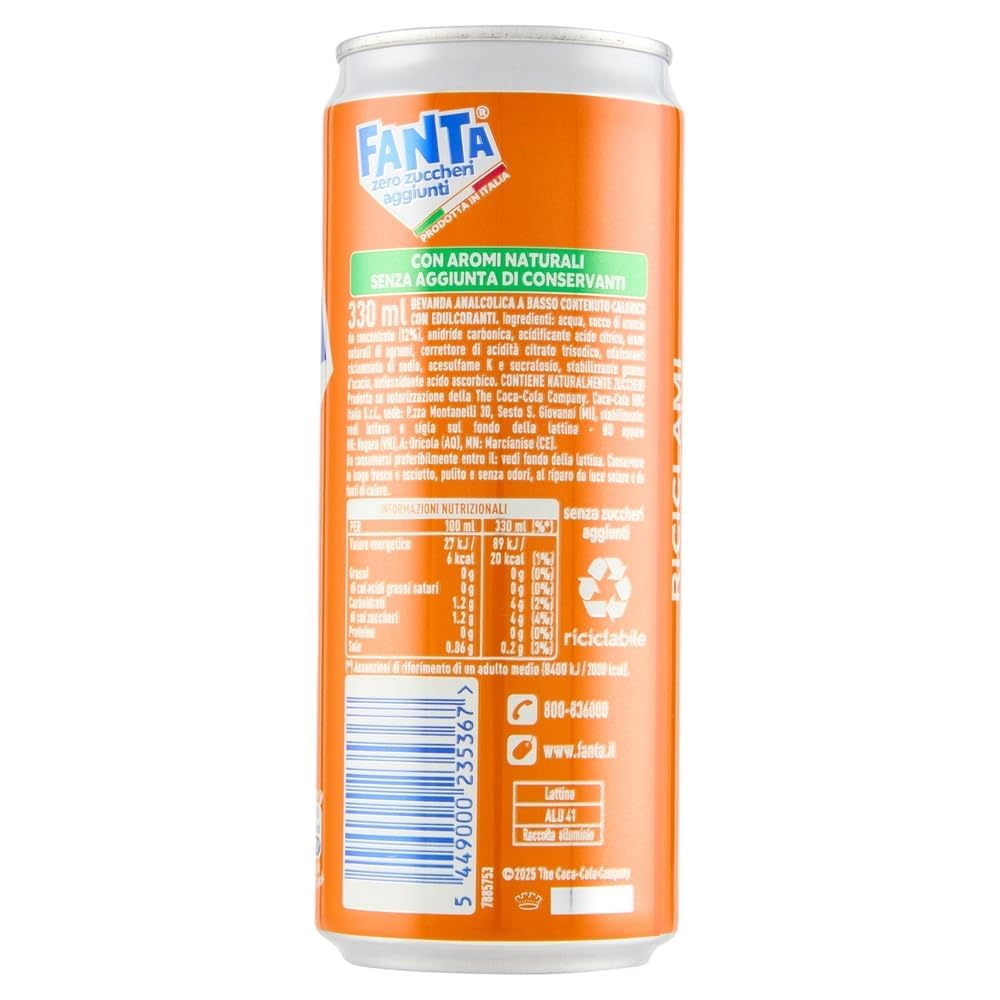 Italian Gourmet Orangenlimonade Zero Zucker 72 x 330 ml – Erfrischungsgetränk ohne Zuckerzusatz in Dosen, Orangengeschmack + Italian Gourmet Polpa