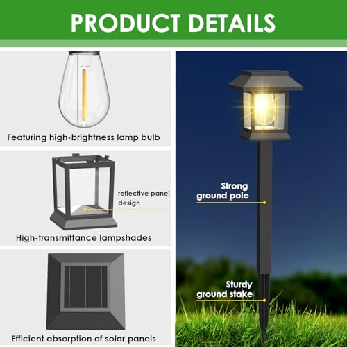 Benany Solar Outdoor Lights, 12 Pack Solar Pathway Lights Waterproof, Landscape Lighting for Path Walkway Lawn Garden Yard Outside Décor, Black by Benany - Image 4