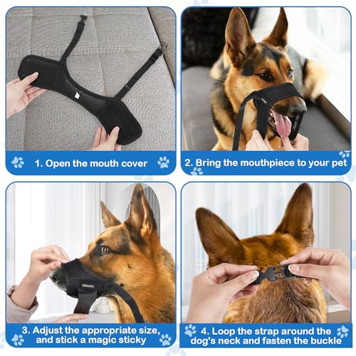 Leigopet 4-NYLON-BLACK-M Dog Muzzle, Soft Muzzle thumb #6