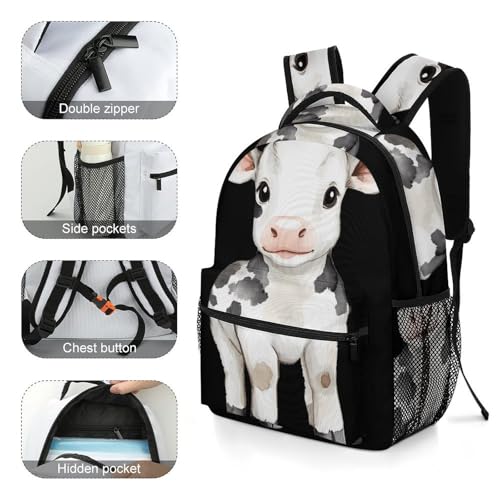 Cute Cow Calf Unisex Backpack Casual Daypacks Lightweight Shoulders Bag for Camping Hiking Travel4
