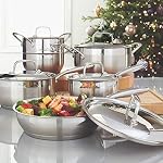 Ensemble de cuisine en acier inoxydable Paderno de 11 pièces | Ensemble de casseroles et poêles de cuisine avec cuiseur vapeur couvert