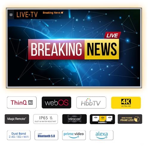 Image of 55 inch 4K UHD Smart Mirror TV for Bathroom - IP65 Waterproof, webOS, Built-in Alexa Voice Control, ATSC Tuner, Wi-Fi & Bluetooth - Model HYM55A (2026)