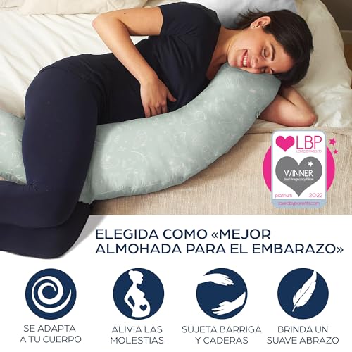 Niimo Almofada para Grávidas XXL – Vencedor do Duplo Platina 2022, Almofada para Grávidas e para Amamentação de Bebês com Capa 100% de Algodão, Almofada para Dormir para Grávidas, Lavável com