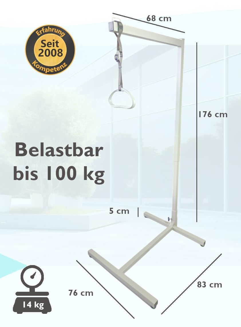 FabaCare Bettgalgen mit Trapezgriff, Mobile Aufstehhilfe, Aufrichthilfe für Bett, verstellbare Griffhöhe, Bettgriff, Bettaufrichter bis 100 kg