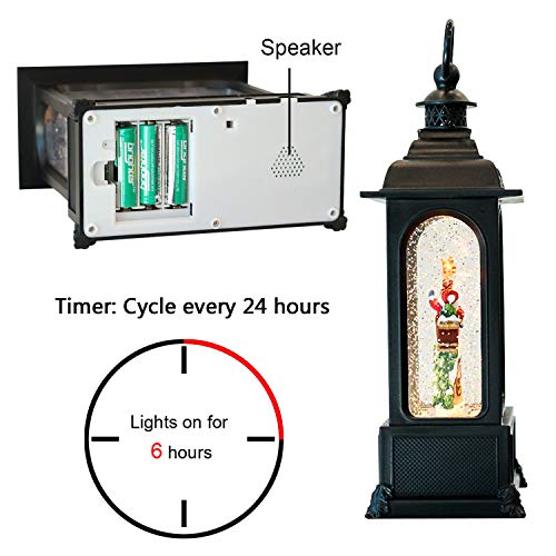 Image of Eldnacele Musical Snow Globe Lantern with Timer, Lighted USB /Battery Operated Swirling Singing Water Glittering Lantern, Snow Globes for Adults and Kids Christmas Decoration- Santa