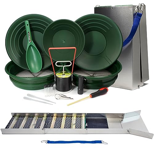 Snapklik.com : Aluminum Sluice Box For Gold Panning Kit Classifier Set 16pc