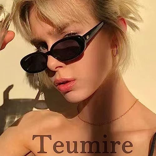 Image of Retro Oval Sunglasses for Women Men 90s Style Vintage Small Sun Glasses UV400 Protection Shades