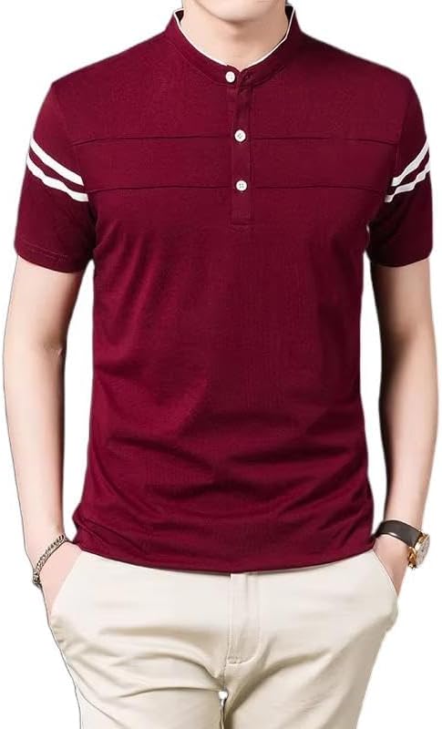 Men's Henley Shirt Lightweight Short Sleeve Musle Fit T-Shirt Casual Button Cotton Business Work Golf Shirt