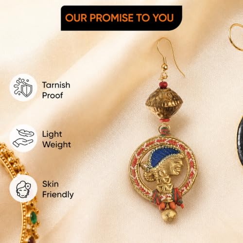 Image of Handcrafted Tribal & Dhokra Art Earrings Collection for Women - Royal Boho Statement Designs in Brass, Wooden, Beaded & Geometric Styles