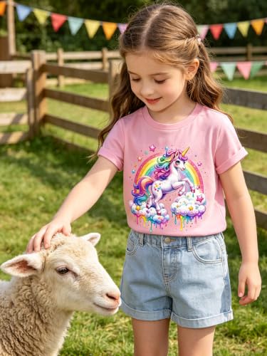 Image of Funnycokid Toddler Girls Graphic T-Shirt, Short Sleeve Tee, 2-8 Years
