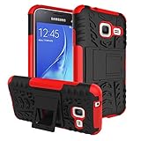 Samsung Galaxy J1 mini Case, IVSO Samsung Galaxy J1 mini Case Hybrid KickStand Case for Samsung Galaxy J1 mini Smartphone (Red)