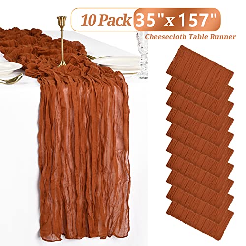 10 Pack Terracotta Cheesecloth Table Runner Gauze Table Runner 13Ft Long Semi-Sheer Table Runner Boho Or Rustic Wedding Table Decor For Wedding Decor Arch Draping Bridal Shower Holiday Party #TOP1